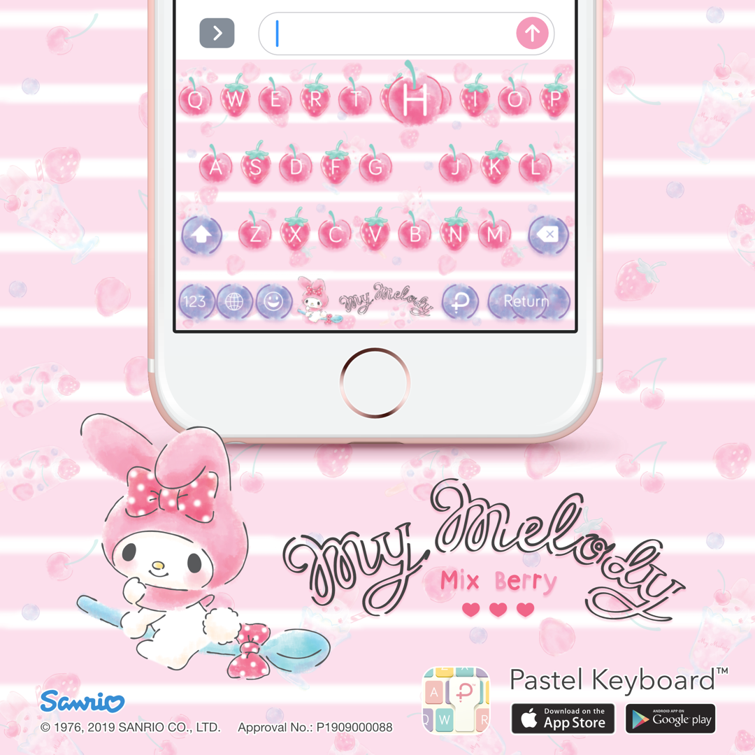 My Melody Mix Berry Keyboard Theme⎮ Sanrio (E-Voucher) for Pastel Keyboard App