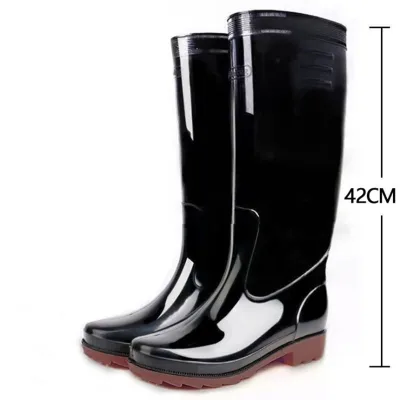 42cm รองเท้าบูทกันฝนคุณภาพสูง รองเท้าบูทกันฝนทรงสูงรองเท้าบู๊ตผู้ชายที่ใช้งานได้จริง