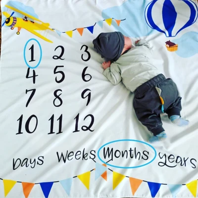 Cartoon Pattern Infant Baby Milestone Photo Props Background Blankets Backdrop Cloth Calendar Boy Girl Photo Accessories