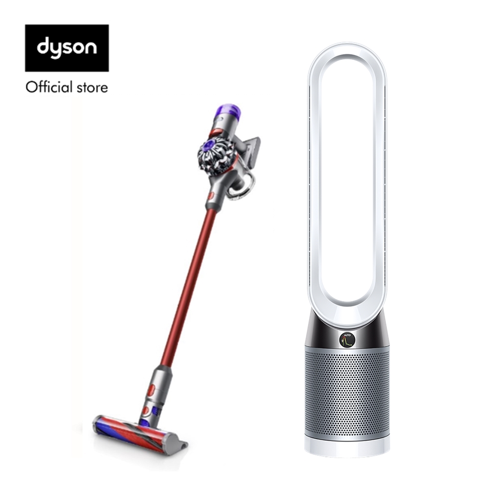 Dyson Pure Cool™ air purifier TP04 (White/Sliver) พัดลมฟอกอากาศ ไดสัน สี ขาว และ Dyson V8 Slim Fluffy+ Cord-Free Vacuum Cleaner เครื่องดูดฝุ่นไร้สาย ไดสัน