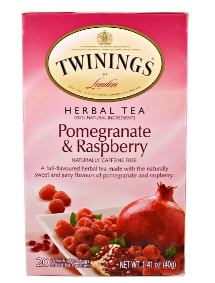 Twinings, Herbal Tea, Pomegranate & Raspberry, Caffeine Free, 20 Tea Bags