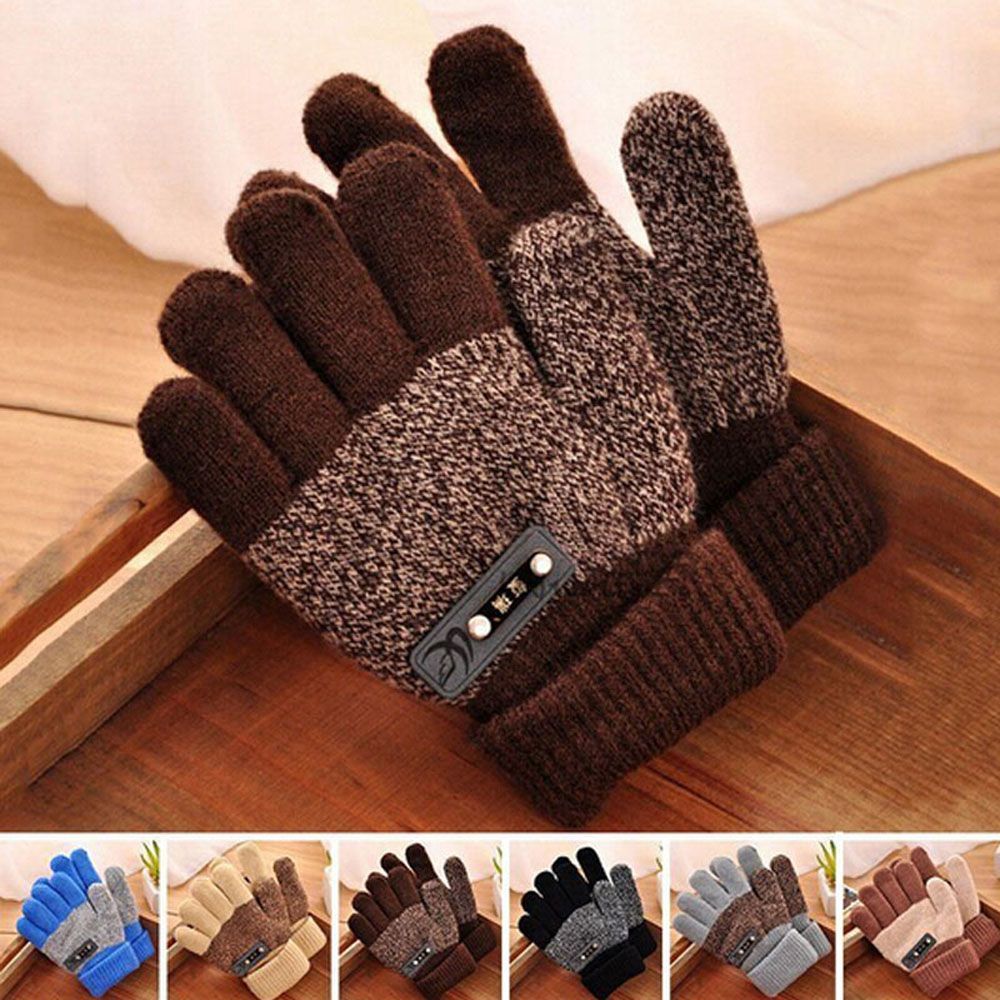 HMNO4ใหม่อุ่นแฟชั่นอบอุ่นฤดูหนาวหนาถุงมือเต็มนิ้ว Mittens Finger Protector ถุงมือถัก
