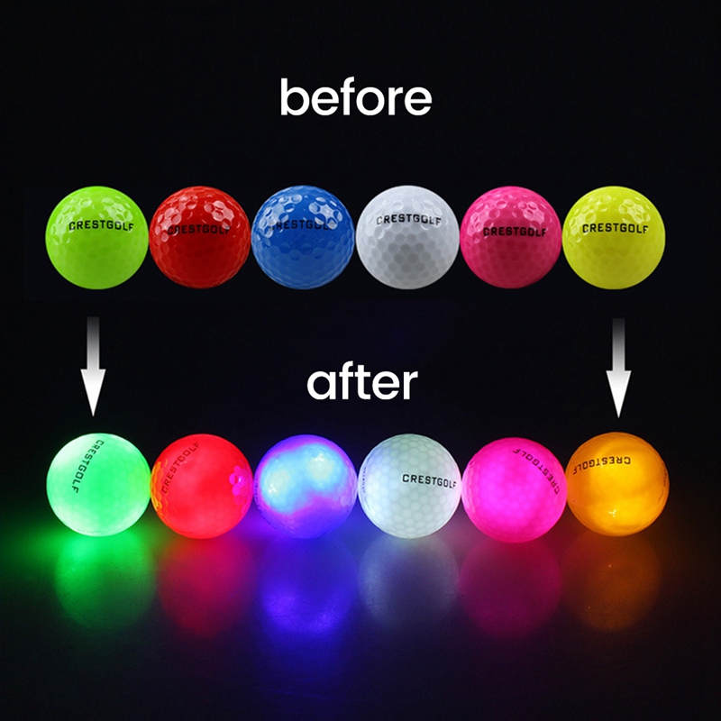 CRESTGOLF Golf Night Light Ball High Elasticity Night Led Always Bright Flash Practice Ball Game Ball 6 Colors/Set