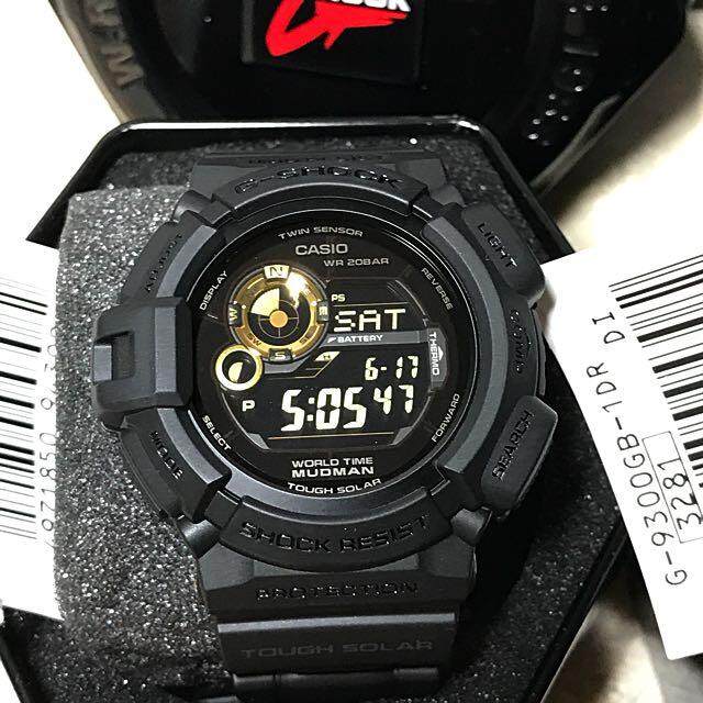 Casio G-shock MUDMAN นาฬิกาข้อมือผู้ชาย สีดำ/ทอง สายเรซิน G-9300GB-1DR ประกัน cmg