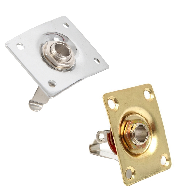 2 Pcs Electric Guitar Parts & Accessories: 1 Pcs Chrome Plate Space E-Output Socket & 1 Pcs Square Style Jack Plate Guitar Bass Jack 1/4 Output Input Jack Socket Malaysia