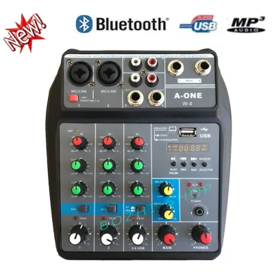 โปรโมชั่น มิกเซอร์ มินิ mini audio mixer 4 channel USB MP3 sound mixer built it Bluetooth (W-4) ราคาถูก มิกเซอร์ มิกเซอร์ทาดา