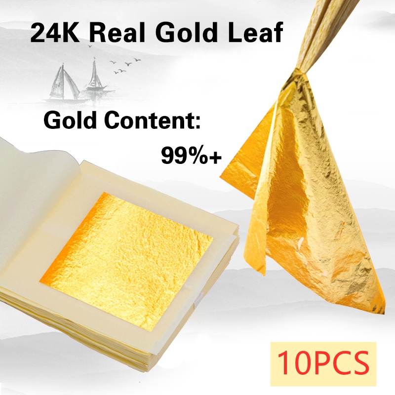 24K Gold Foil Edible Gold Leaf Sheets for Cake Decoration Steak Real Gold  Paper Gold Flake Cooking Drink Food Dessert Gold Leaf - AliExpress