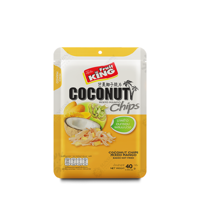 ฟรุ๊ตคิง (Fruit King) มะพร้าวอบกรอบผสมมะม่วงน้ำดอกไม้อบกรอบ 40 กรัม