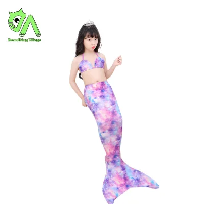 27Kids 2Pcs/set Kids Colorful Split Swimwear Baby Girls Swimsuit Halter Bra Mermaid Tail Set