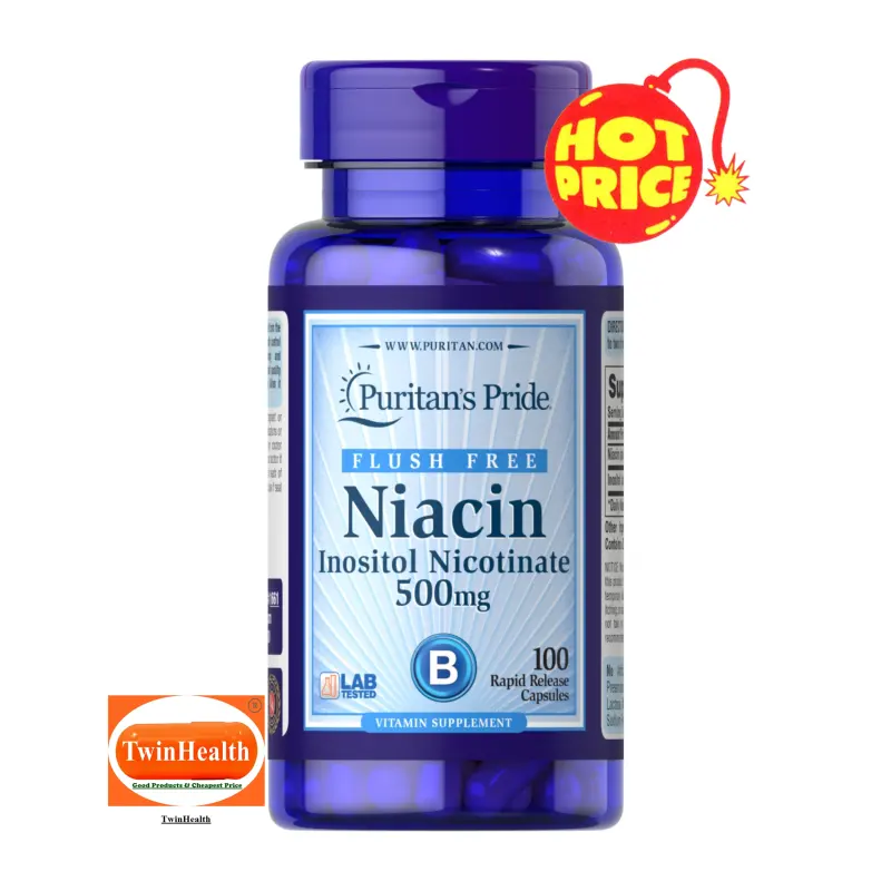 ภาพสินค้าPuritan's Pride Flush Free Niacin ( Vitamin B3 as Inositol Nicotinate) 500 mg./100 Capsules จากร้าน TwinHealth บน Lazada ภาพที่ 1