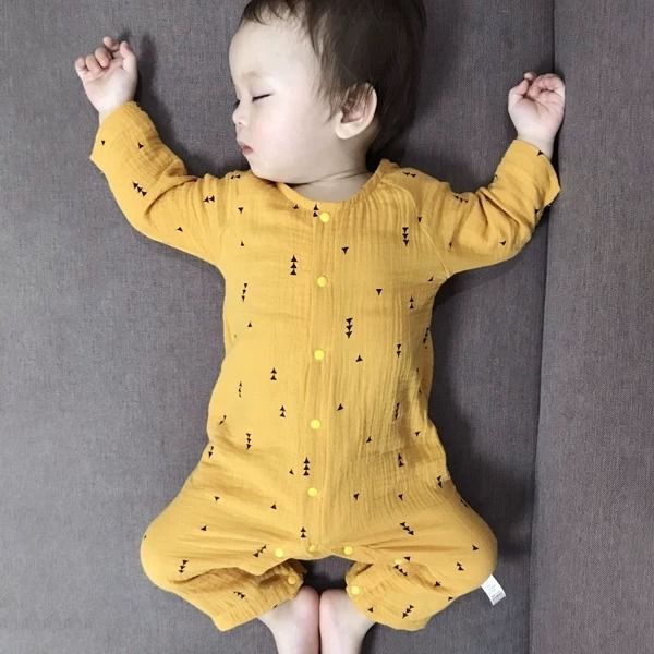 เสื้อผ้าเด็กฤดูร้อน0แขนยาวบาง3เสื้อผ้าปีนสไตล์เกาหลี6ชุดนอนเด็กแรกเกิดผ้าฝ้ายJumpsuit