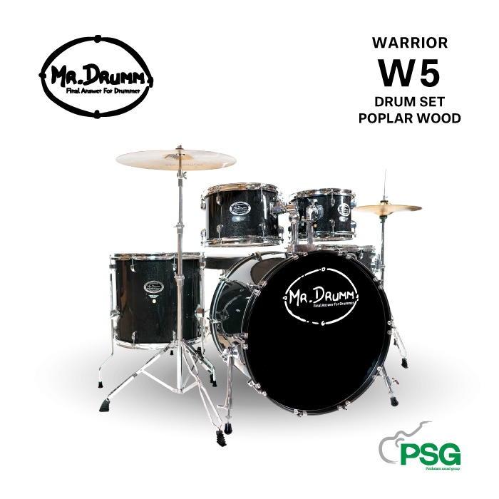 MR.DRUMM WARRIOR W5 DRUM SET POPLAR WOOD - Black กลองชุด