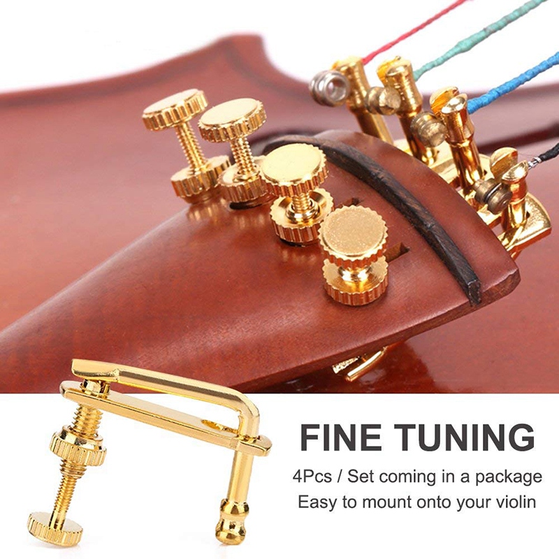 4Pcs Violin Fine Tuners Gold Violin Parts String Adjusters Replacement