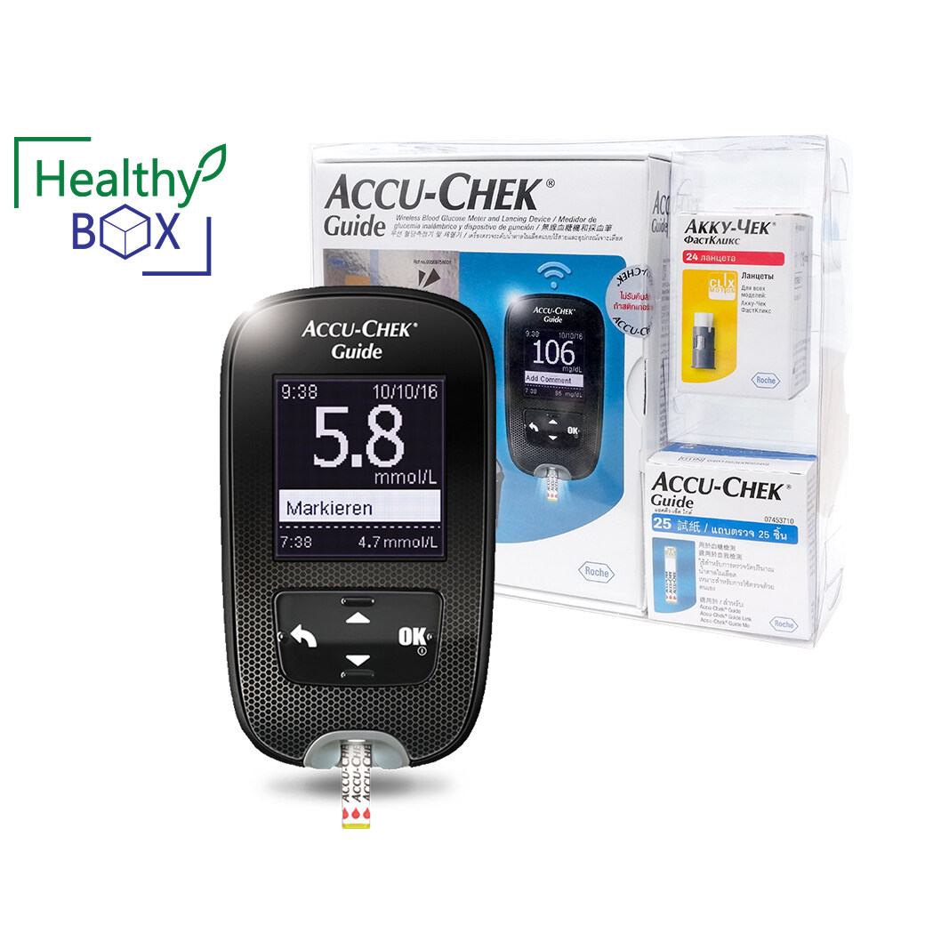 Accu-chek Guide เครื่องตรวจวัดระดับน้ำตาลในเลือด แอคคิว-เช็คไกด์ 15091 ...