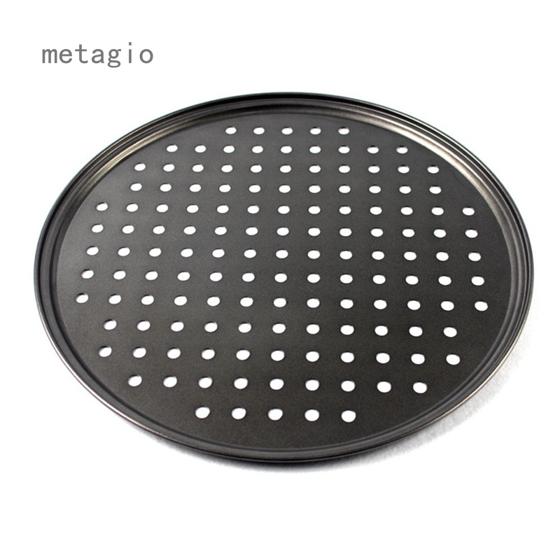 Metagio 1ชิ้น/เซ็ตกระทะพิซซ่าถาดอบขนมPerforated Crisper Non-Stickพิซซ่าจานสแตนเลสสำหรับเบเกอรี่