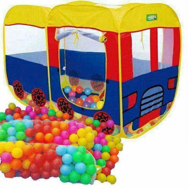 โปรโมชั่น เต้นท์รถบัส บ้านบอล 2 ตอนพร้อมลูกบอล 100ลูก ราคาถูก บ้านบอล บ้านลม บ้านบอลสำหรับเด็ก