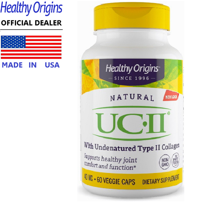 Healthy Origins UC-II 40 mg x 60 เม็ด Collagen Type 2 เฮลท์ตี้ออริจินส์ ยูซีทู อันดีเนเจอร์ คอลลาเจน ชนิดที่ 2 uc2 / กินพร้อมกับ แคลเซี่ยม เมมเบรนเปลือกไข่ กลูโคซามีน โอเมก้า3 ขมิ้นชัน ยูซี2 วิตามินดี /