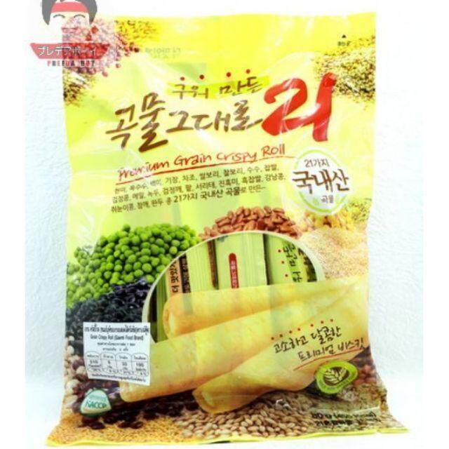 Preedashop Grain Crispy Roll(8ชิ้น/1ถุง) ขนมธัญพืชกรอบสอดใส้ครีมชีส จากเกาหลี ทำจากธัญพืช 21 ชนิด นำเข้าจากเกาหลี 1 ซอง (80กรัม)