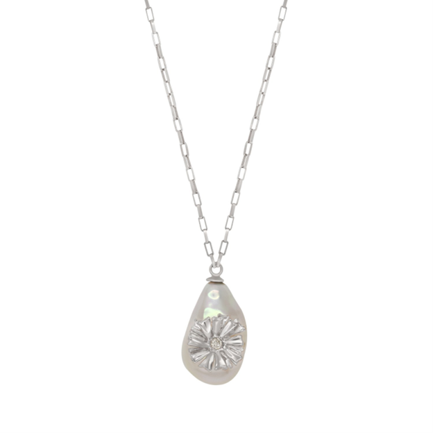 Chicory Baroque Pearl Necklace มุกแท้ สร้อยคอมุกแท้ สร้อยคอเงินแท้ ชุบทอง 18K โรสโกลว์