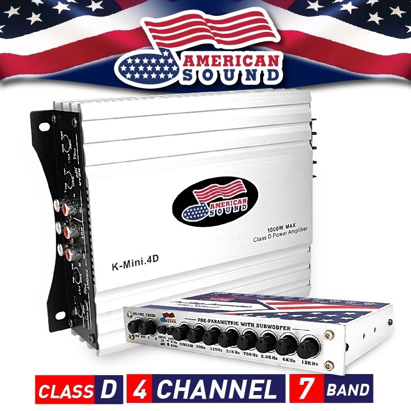 เครื่องเสียงรถ เพาเวอร์แอมป์ Class D 4ชาแนล สินค้าขายดี K-MINI.4D + ปรีแอมป์รถยนต์ 7แบนด์ ASP-670FG
