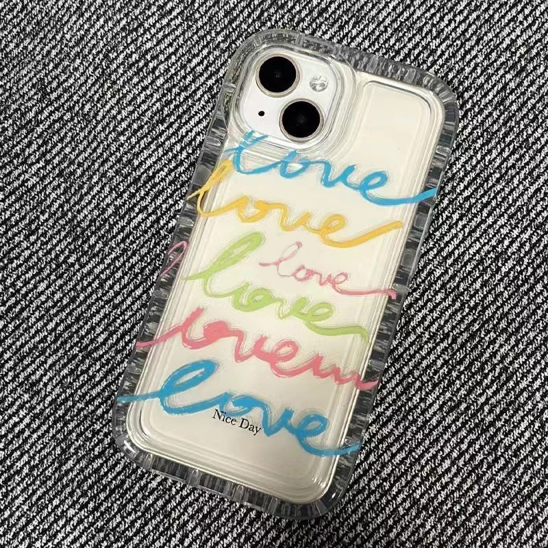 For IPhone 13 Pro Max IPhone Case Thickened TPU Soft Case Clear Case Airbag Shockproof Colourful Love Compatible with For 11 Pro Max