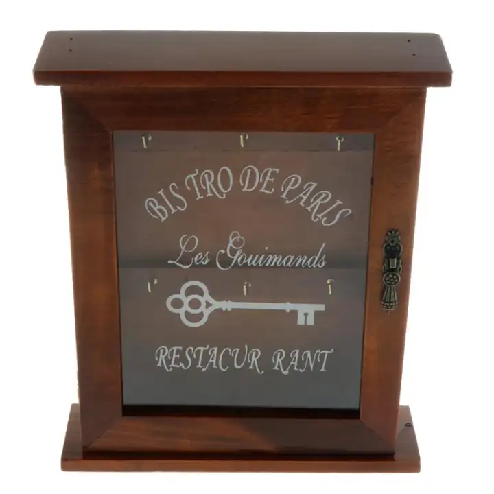 Vintage European Style Wooden Key Storage Cabinet Key Holder Box