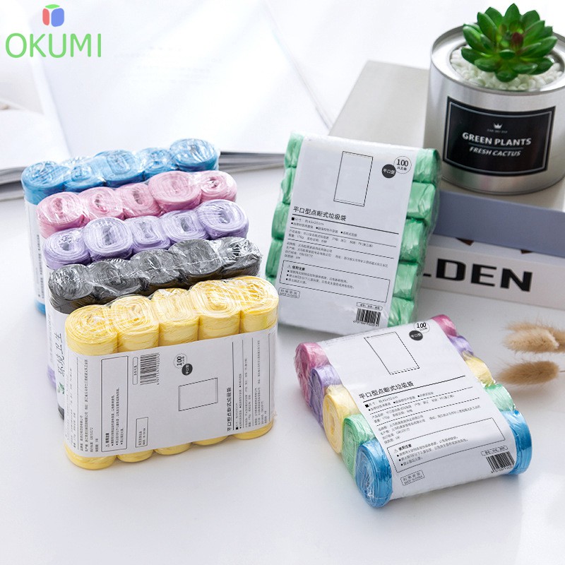 OKUMI_SHOP ถุงขยะ 45x50 ซม 1แพ็ค5ม้วน 100ใบ เนื้อเหนียว ไม่สกปรก ถุงขยะพกพา ถุงขยะแบบม้วน (K-408)