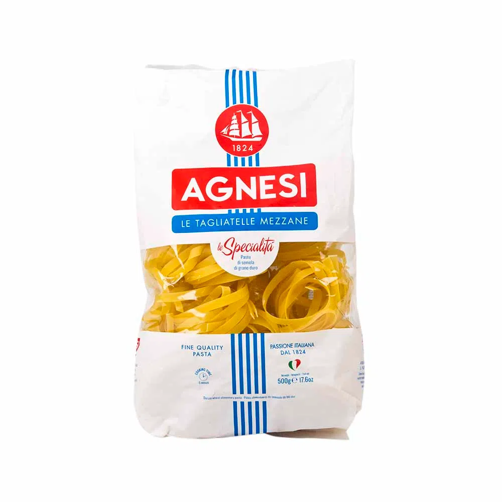 AGNESI Tagliatelle Mezzane Pasta 500 g แอคเนซี ตักเลียตะเล่เมสะเน่พาสต้าพาสต้า 500 กรัม