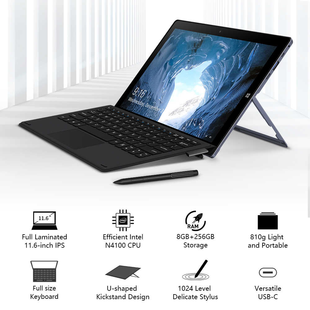 คอมพิวเตอร์ โน๊ตบุ๊ต และ แท็บเล็ต 2 in 1 หน้าจอ 11.6 นิ้ว CHUWI UBOOK [8GB 256GB] Intel N4100 Windows 10 1920*1080 Display Quad Core Processor Tablet PC พร้อม แป้นพิมพ์ไทย และ ปากกา Stylus