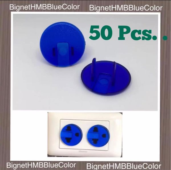 H.M.B. Plug 10 Pcs. ที่อุดรูปลั๊กไฟ Handmade®️ BlueColor ฝาครอบรูปลั๊กไฟ รุ่น-สีน้ำเงินใส-  10,20,3040,50 Pcs. !! Outlet Plug !!  สีวัสดุ สีน้ำเงิน Blue color 50 ชิ้น ( 50 Pcs. )