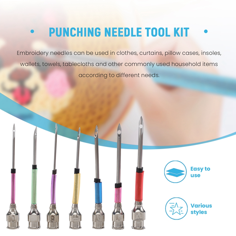 Punch Needle Tool Kit Embroidery Stitching Punch Needle & Needle Threader Embroidery Poking Cross Stitch Tools Knitting