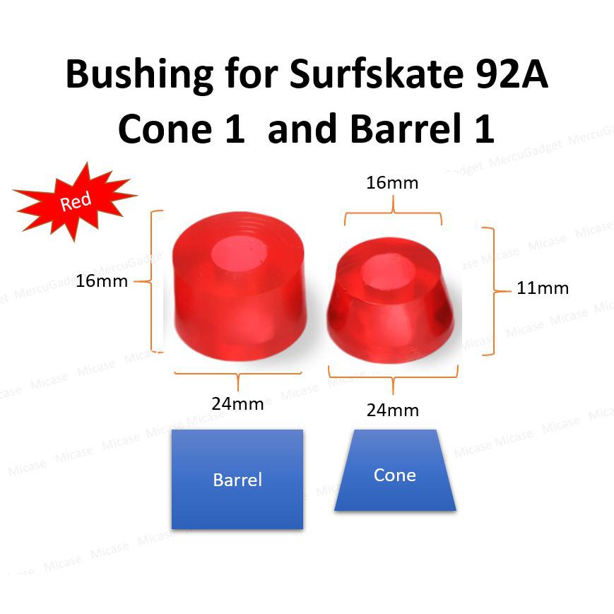 บุชชิ่ง Surfskate บุชชิ่งยาง Bushing ความแข็ง 85A / 92A (Cone + Barrel) สินค้าพร้อมส่ง !!