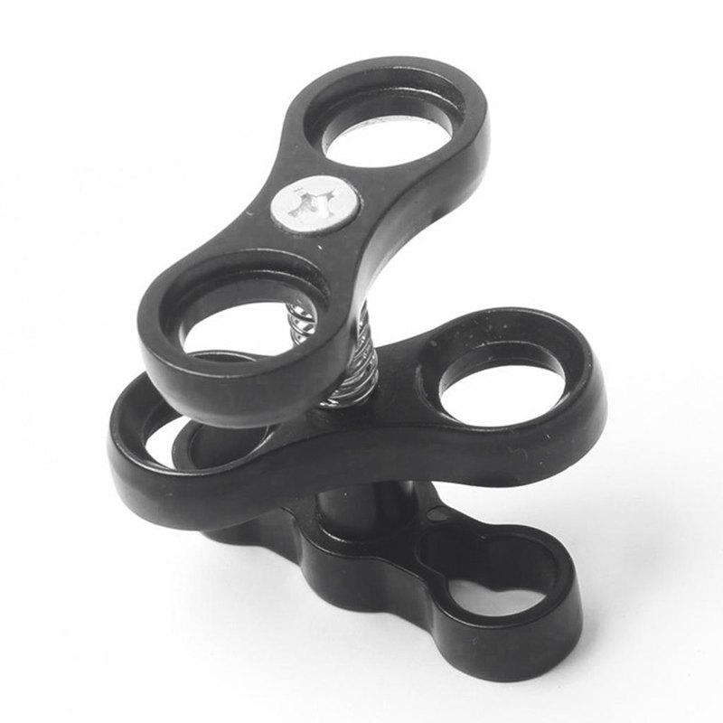 New 1" Ball Clamp Butterfly Joint Clip Dual Holder for Underwater Diving Camera 