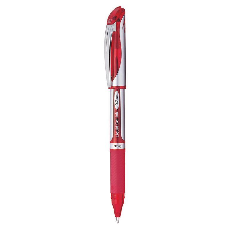 Electro48 เพนเทล ปากกาหมึกเจล รุ่น Energel BL57-B ขนาด 0.7 มม. ด้ามสีเงิน หมึกเจลสีแดง