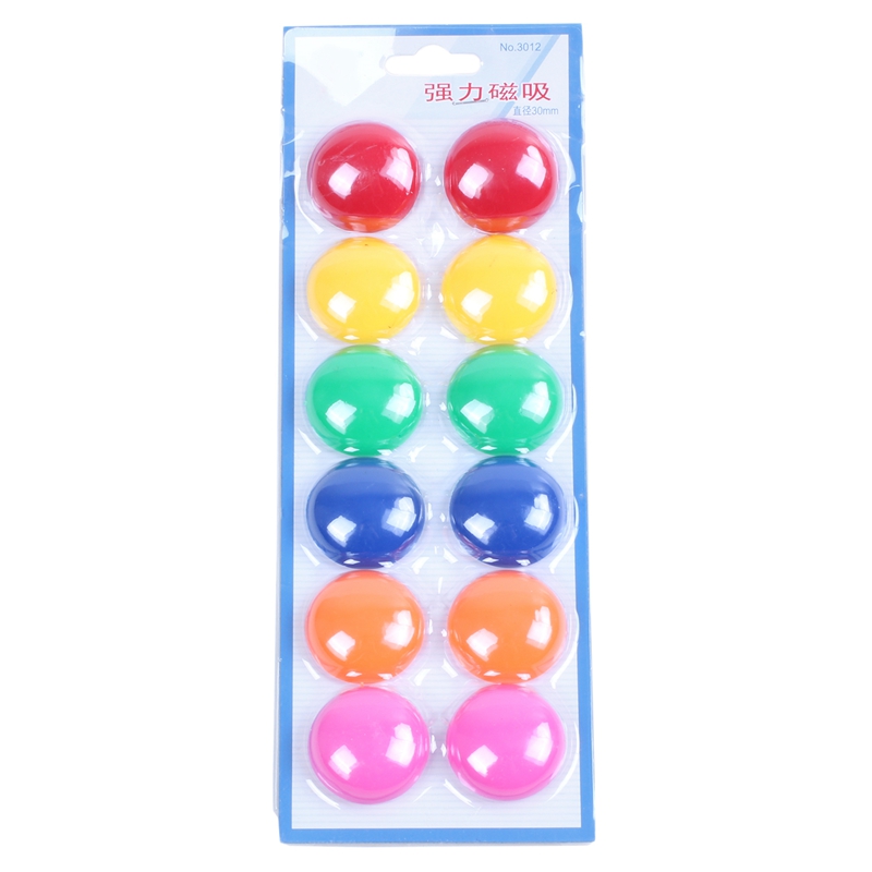 12 Pcs Multicolor 30 mm Dia Round Fridge Magnets Paper Holder Set