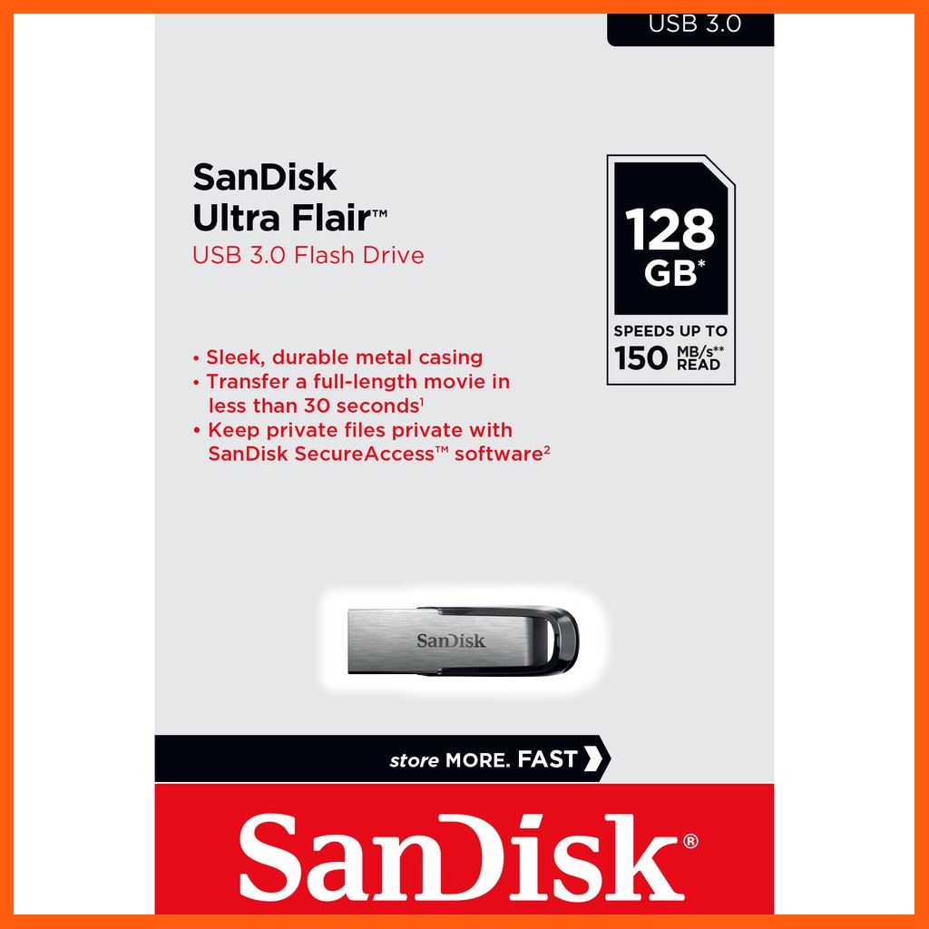 ✨✨#BEST SELLER?? SanDisk Ultra Flair USB 3.0 128GB - Speed 150MB (SDCZ73_128G_G46) อุปกรณ์จัดเก็บข้อมูล (STORAGE & MEMORY CARD ) STORAGE MEMORY CARD อุปกรณ์จัดเก็บข้อมูล Memory Card เม็มโมรี่การ์ด Compact Flash