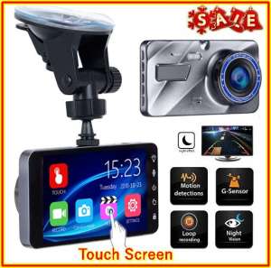 4 นิ้วหน้าจอสัมผัส Full HD 1080 จุด Dual เลนส์รถ DVR Dash Cam กล้องมองหลังกล้อง 4 นิ้วหน้าจอสัมผัส Full HD 1080 จุด Dual เลนส์รถ DVR Dash Cam กล้องมองหลังกล้อง