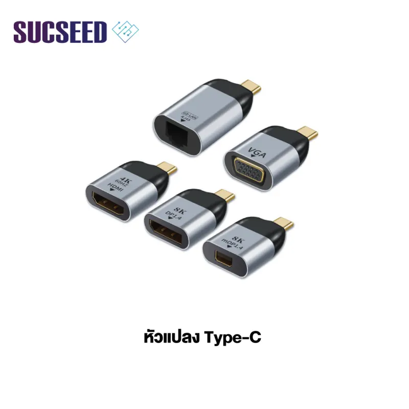 ภาพหน้าปกสินค้าOTG อะแด๊ปเตอร์ หัวแปลง Type-C Computer LAN(RJ45), DP(1.4), Mini DP , VGA, HDMI จากร้าน Suc-Seed บน Lazada