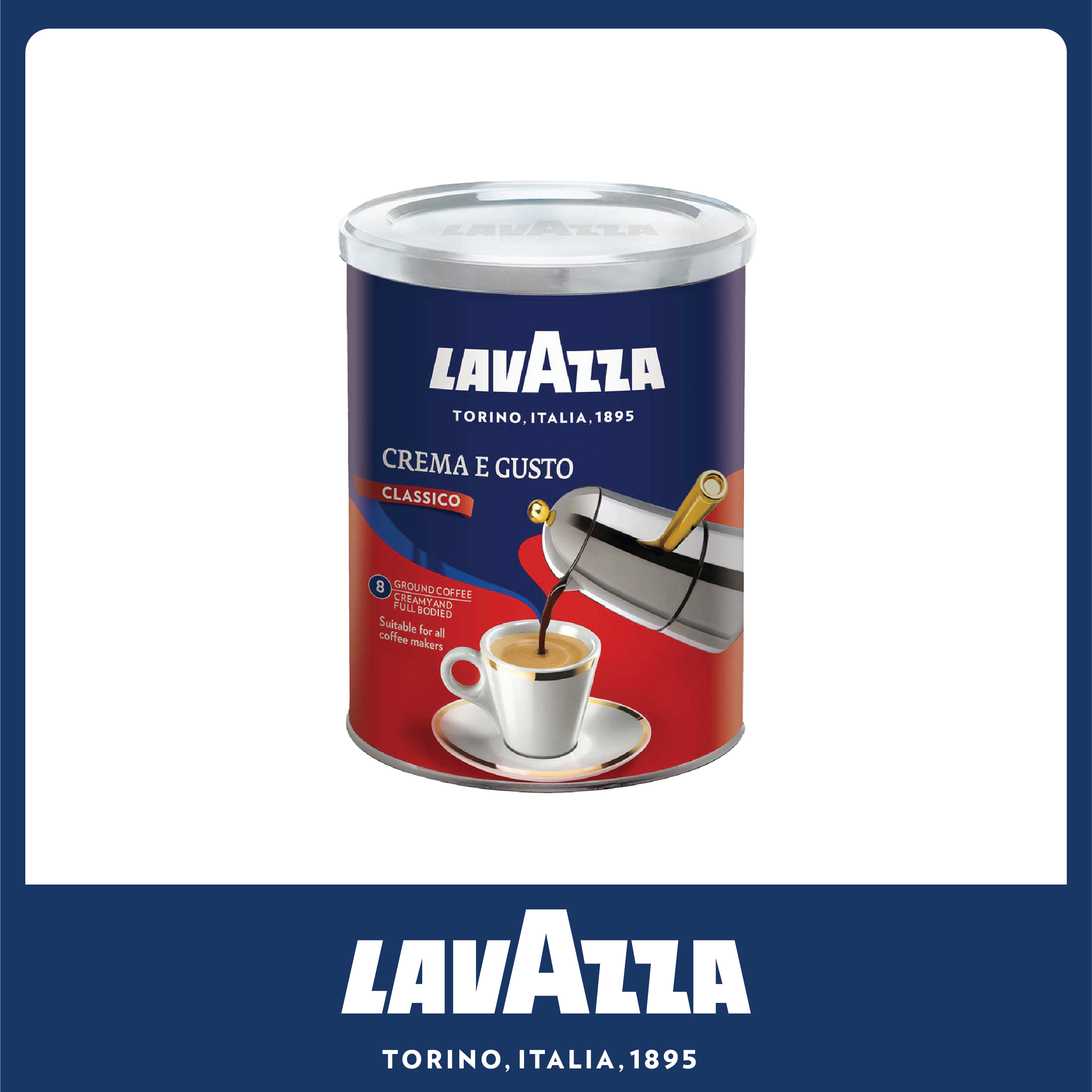 Lavazza Classico Crema E Gusto Ground Coffee 250g  ลาวาซซ่า กาแฟคั่วบด เครม่า อี กุซโต  ขนาด 250 กรัม (8820)