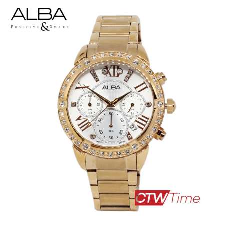ALBA Crystal Swarovski นาฬิกาข้อมือผู้หญิง รุ่น AT3B84X1 (โรสโกลด์)