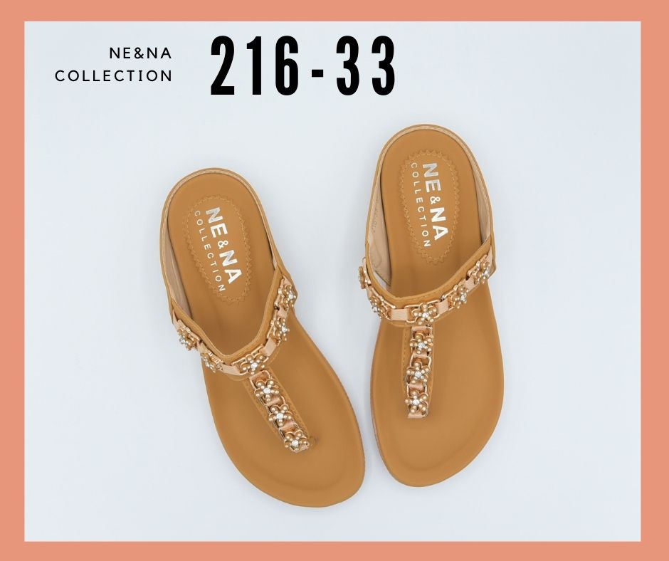 รองเท้าเเฟชั่นผู้หญิงเเบบเเตะหูหนีบส้นเตี้ย No. 216-33  NE&NA Collection Shoes