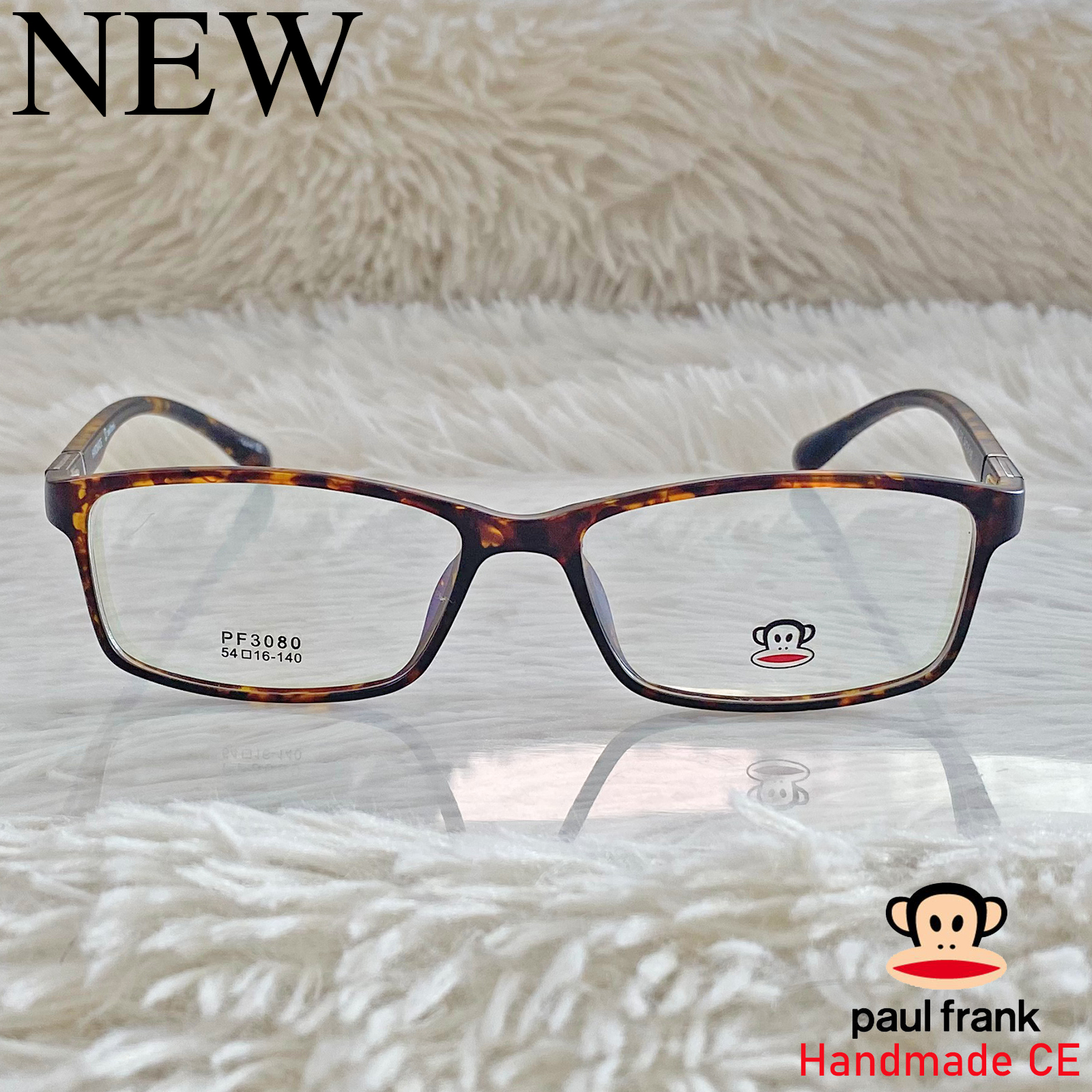 Handmade แว่นตาสำหรับตัดเลนส์ สายตา กรอบแว่นตา ชาย หญิง Fashion รุ่น 3080 สีน้ำตาลกละ กรอบเต็ม ทรงรี ขาข้อต่อ วัสดุ TR 90 รับตัดเลนส์ทุกชนิด