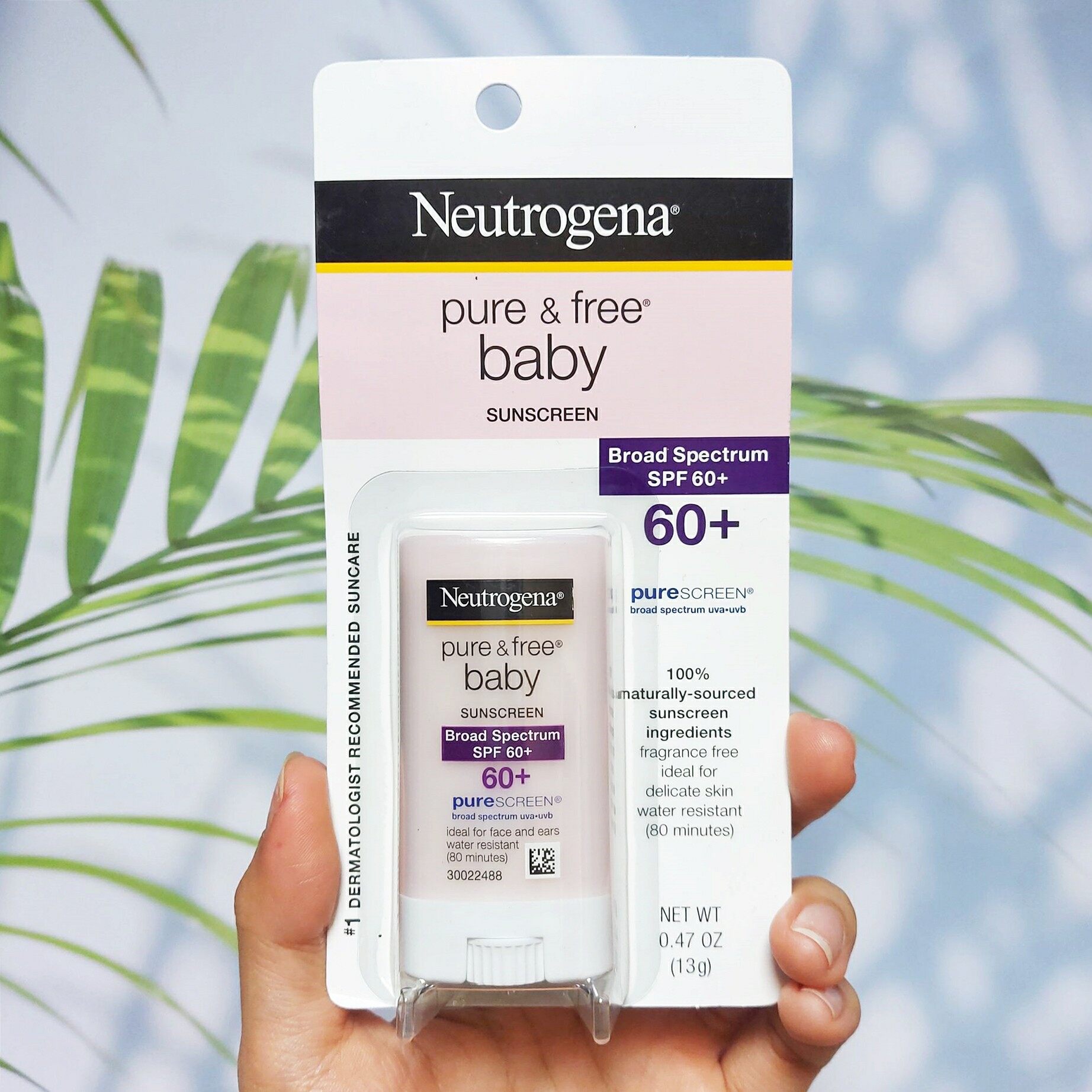 นูโทรจีนา ครีมกันแดด สำหรับเด็ก Pure & Free Baby Sunscreen SPF 60+ 13g (Neutrogena®) แบบแท่ง เหมาะสำหรับผิวบอบบาง