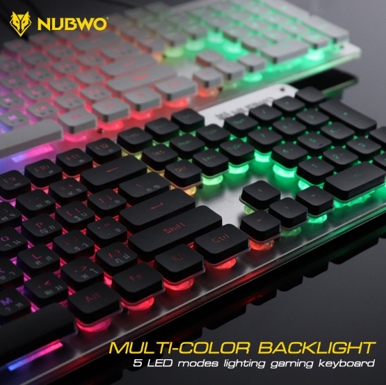 คีย์บอร์ดเกมมิ่ง NUBWO Fortune Multi-Coler Backligh รุ่น NK32 ไฟสีรุ้ง 7 สี LED (ประกัน 1 ปี)