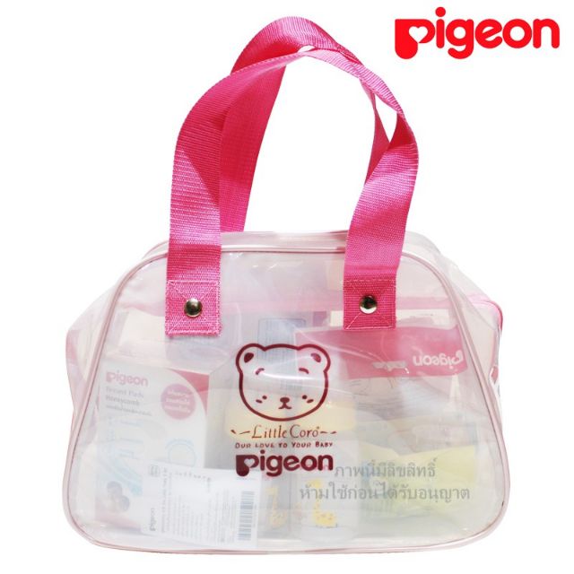 BAB ชุดของขวัญเด็กแรกเกิด PIGEON พีเจ้น ชุดของขวัญสำหรับเด็กทารก Little Pink ในชุดมีสินค้า 8 ชิ้น (รวมกระเป๋า) ชุดของขวัญเด็กอ่อน เซ็ตเด็กแรกเกิด