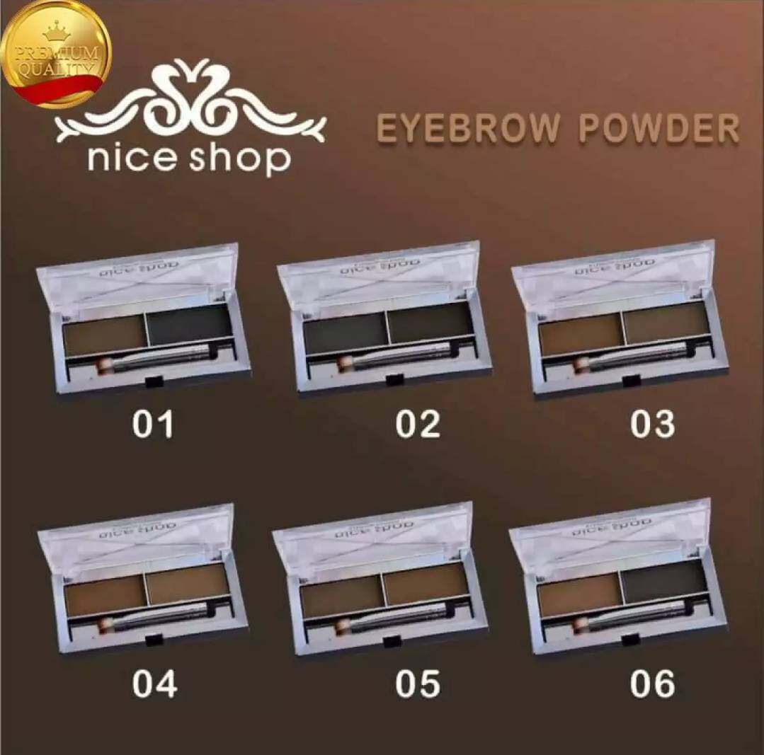 เขียนคิ้ว Nice Shop Eyebrow Powder ที่เขียนคิ้วฝุ่น Niceshop ตลับ 2 ช่อง เขียนคิ้วฝุ่นสองเฉดสี มาพร้อมพู่กันหัวตัด+แปรงเบลน เขียนคิ้วฝุ่น Nice Shop กันน้ำ