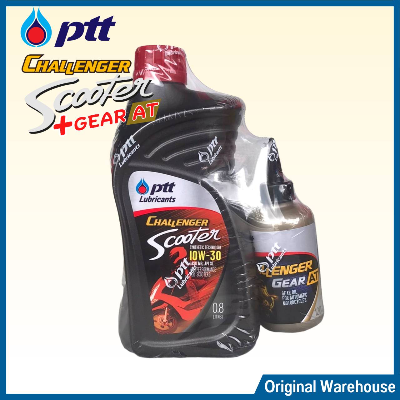น้ำมันเครื่องมอเตอร์ไซค์ ออโตเมติก PTT CHALLENGER SCOOTER 10W30 ขนาด 0