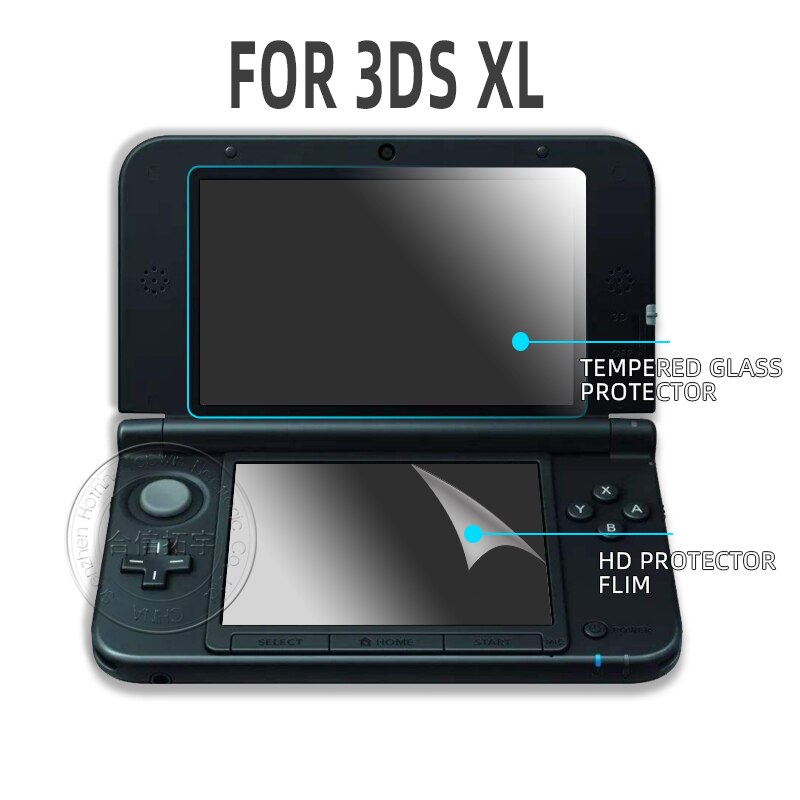 Hothink 1set top screen tempered glass protector bottom screen hd film for 3ds xl ll console