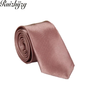สินค้า Rjzg Men Slim Skinny Tie Necktie Solid Color Neck Ties Wedding Party Polyester Silk Male Neckties Plain Color
