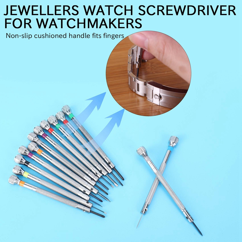 0.6Mm2.0Mm 13Pcs New Watchmakers Screwdrivers Set Watch Glasses Flat